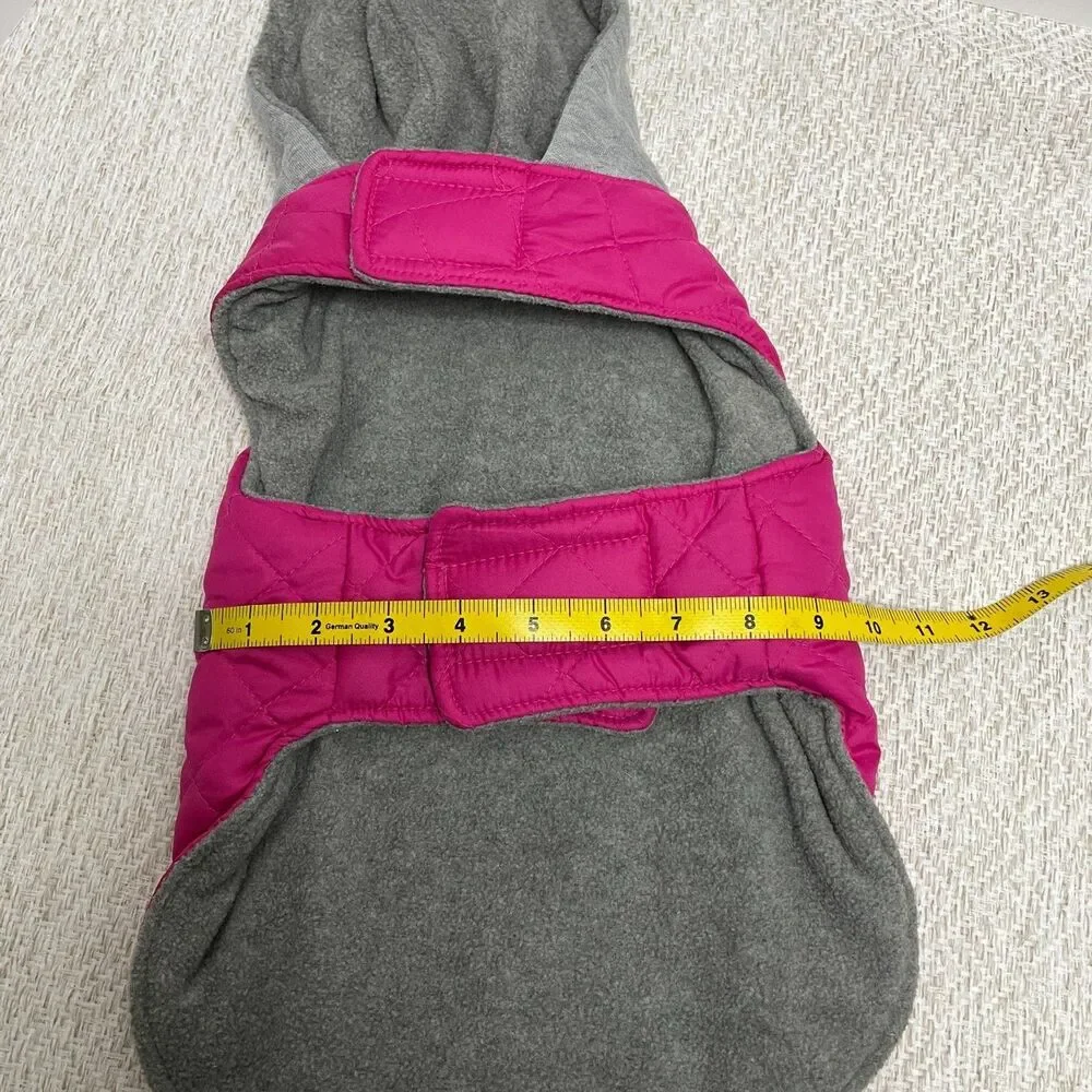 Fashion Dog M Pink Gray Quilted Sweater Shirt with Hoodie **READ**